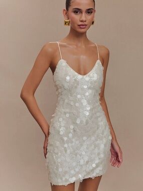 Romilly Sequin Mini Dress - Ivory (Xs)